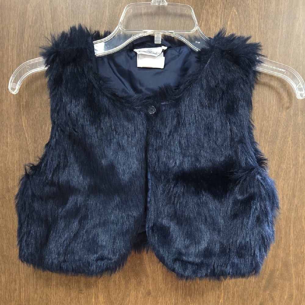 Rare Editions Midnight Faux Fur Vest